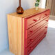 Commode pin massif rouge
