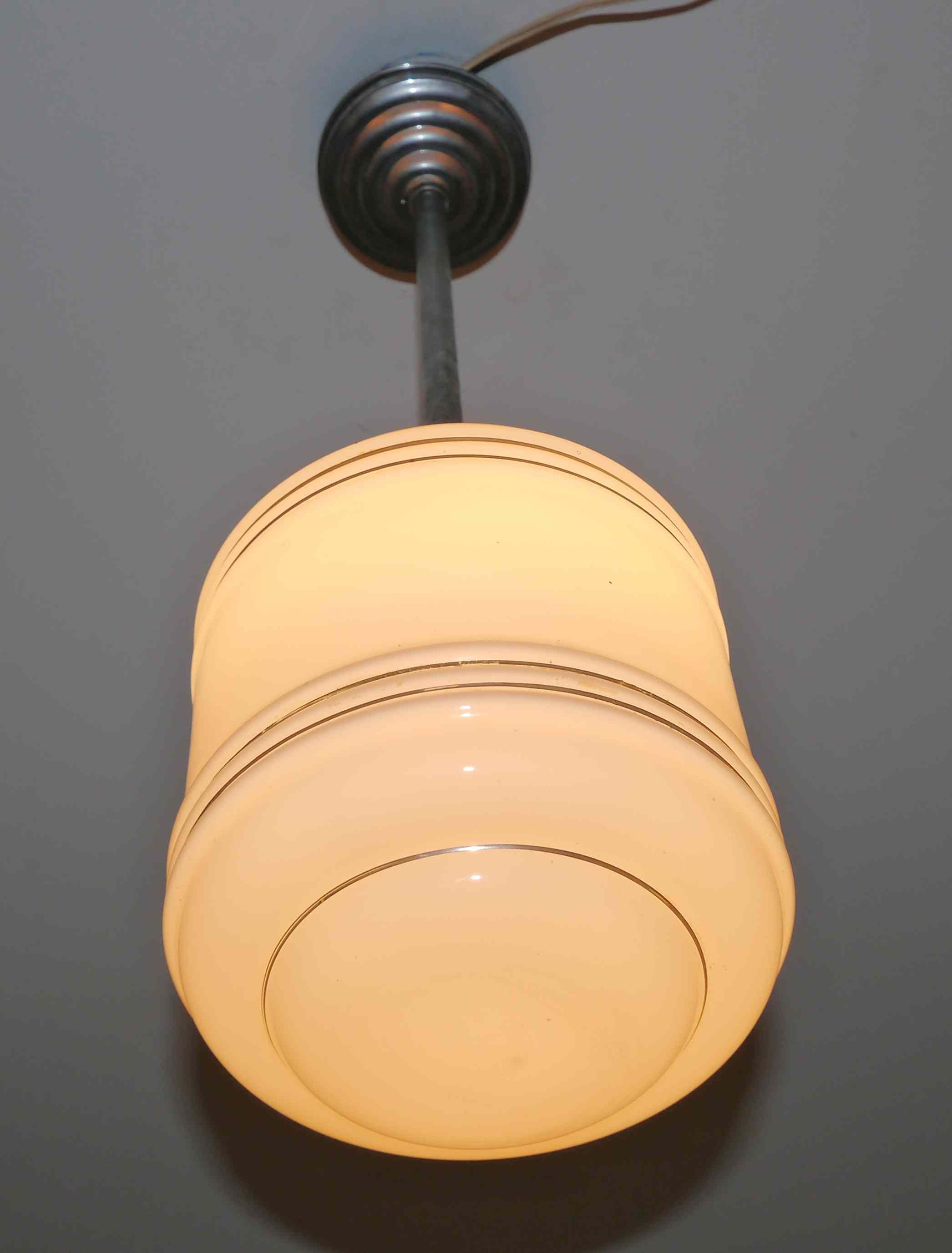 Suspension chandelier metal and opaline (Deutschland) art deco