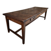 Old French farmhouse table, single-piece chestnut top, oak base, late 18th century, circa 1780–1800.