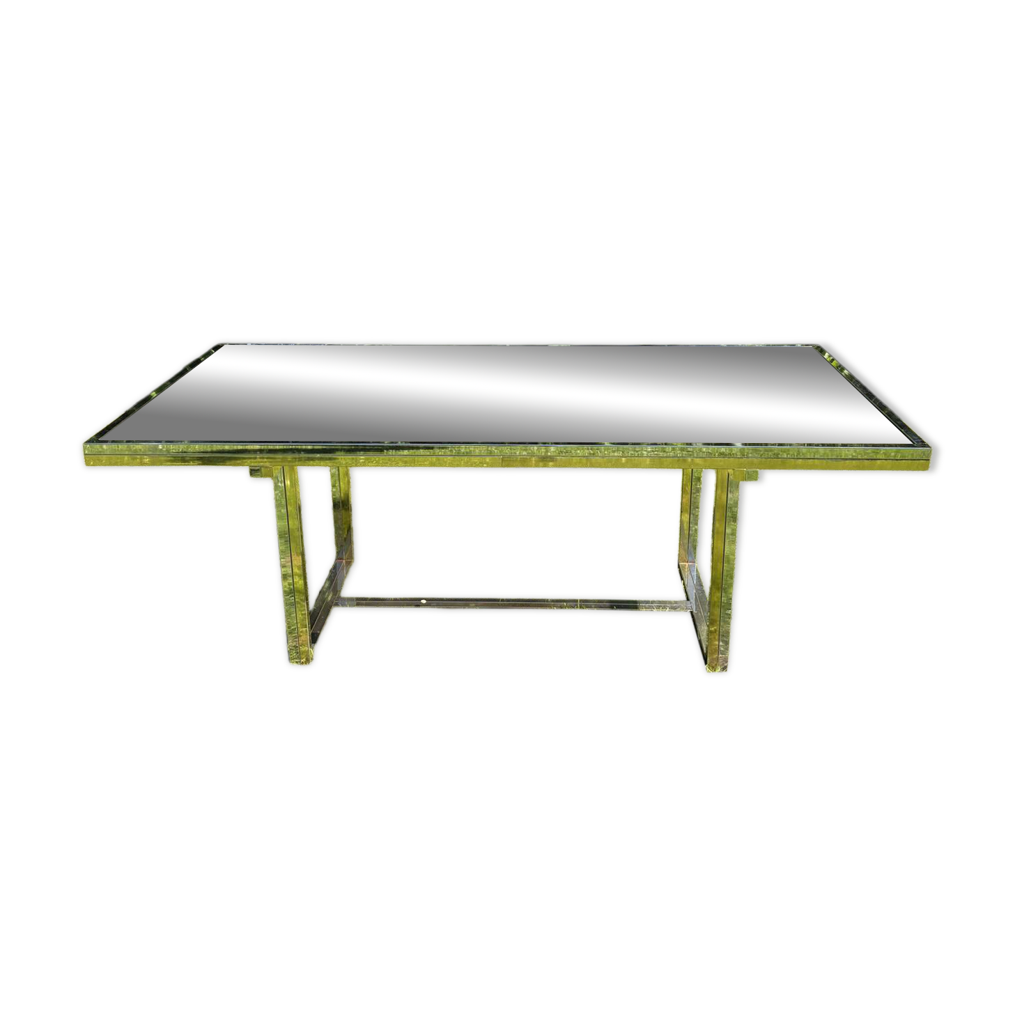 Vintage design dining table in smoked glass & chrome metal