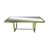 Table à manger design vintage en verre fumé & métal chromé