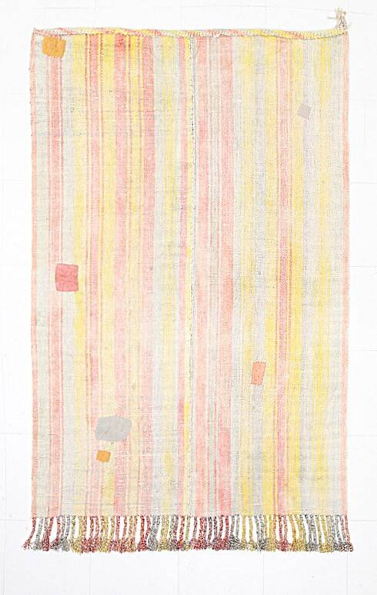 5x7 Pink & Yellow Striped Vintage Kilim Rug, 147x229Cm