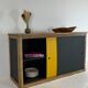 Yellow and black row with 2 sliding doors