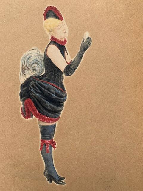 Dessin aquarelle Belle époque, signé P.Cartier, 1867