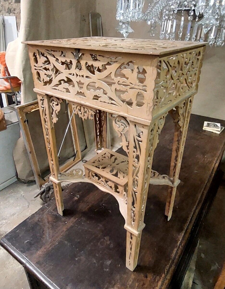 Rare antique wooden arch table, signed Amati, Turin, early 20th century Art Nouveau