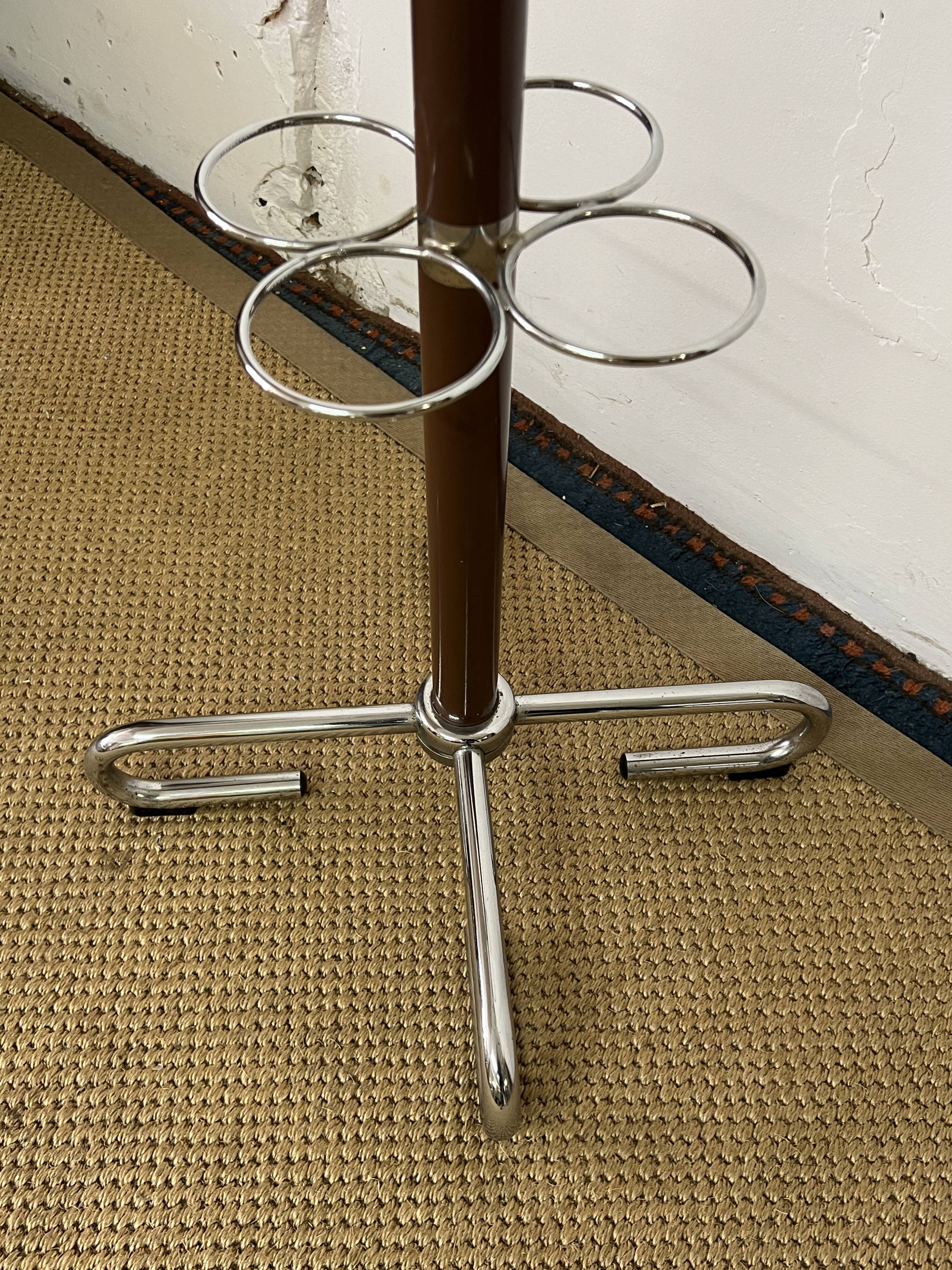 Industrial coat rack in chrome metal