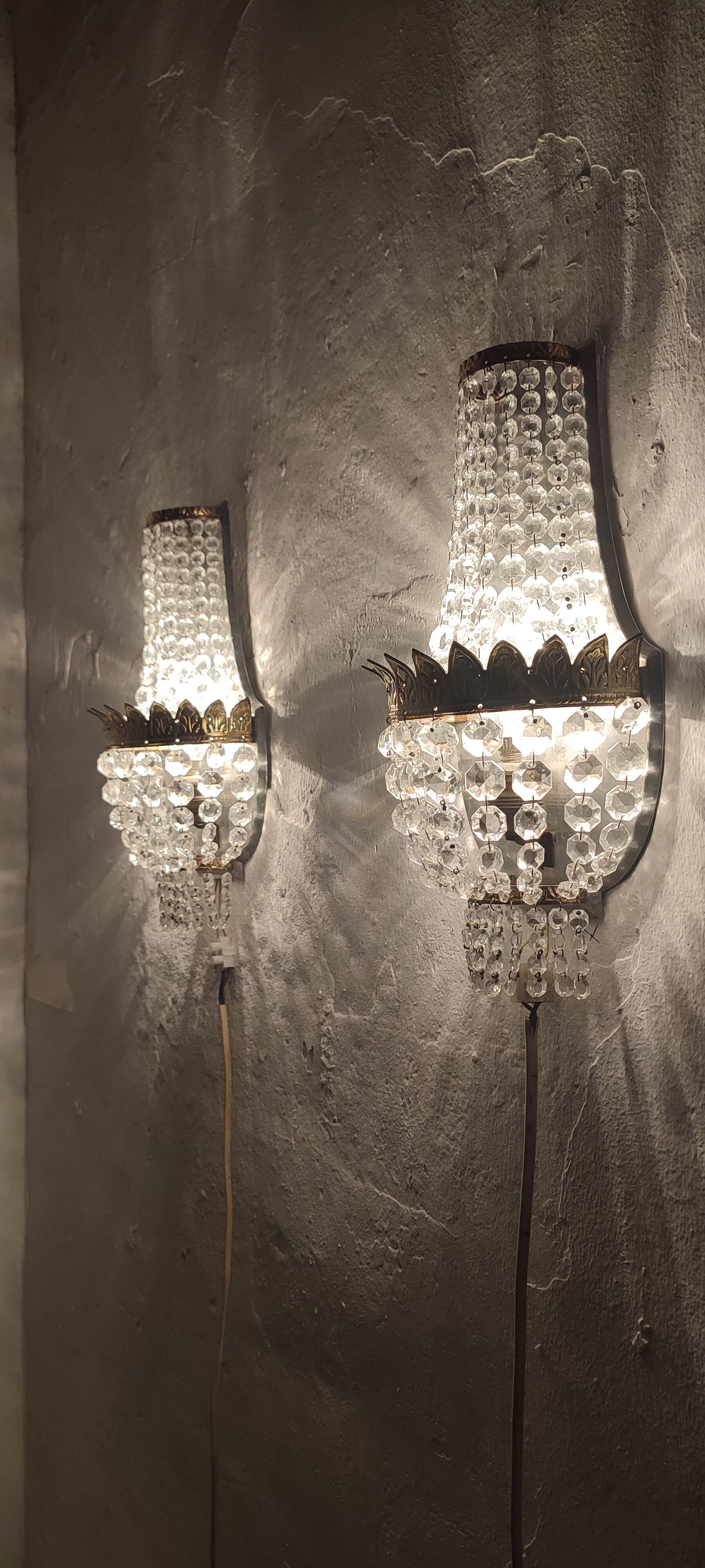 Classic crystal sconces. France 1950s.