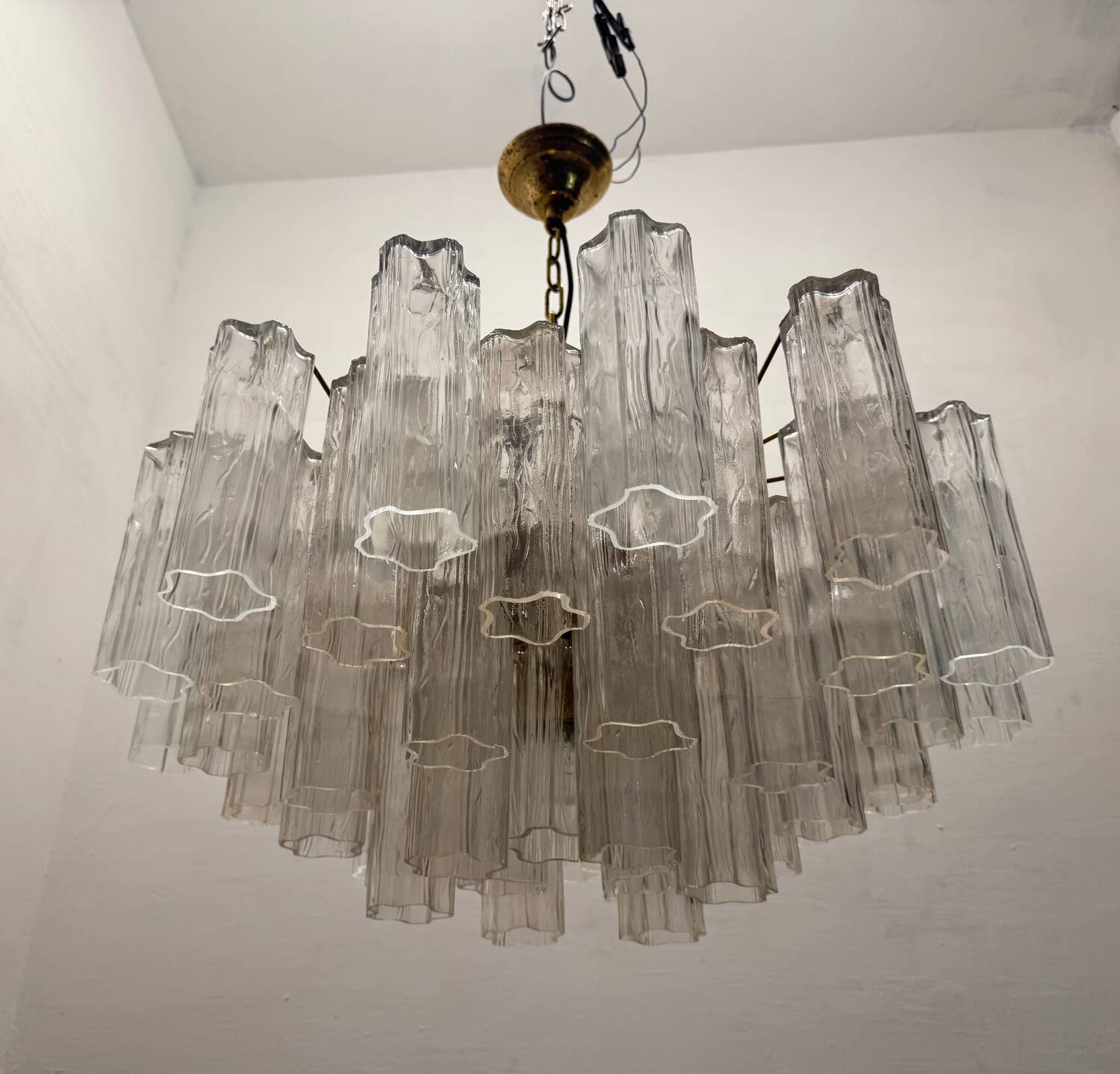 Chandelier en verre de Murano Tronchi des années 1970