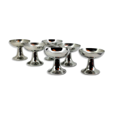 Six coupes à glace en acier inoxydable de Carlo Alessi pour Alfra Italie, années 40