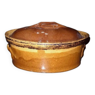 Terrine vintage en terre cuite avec couvercle