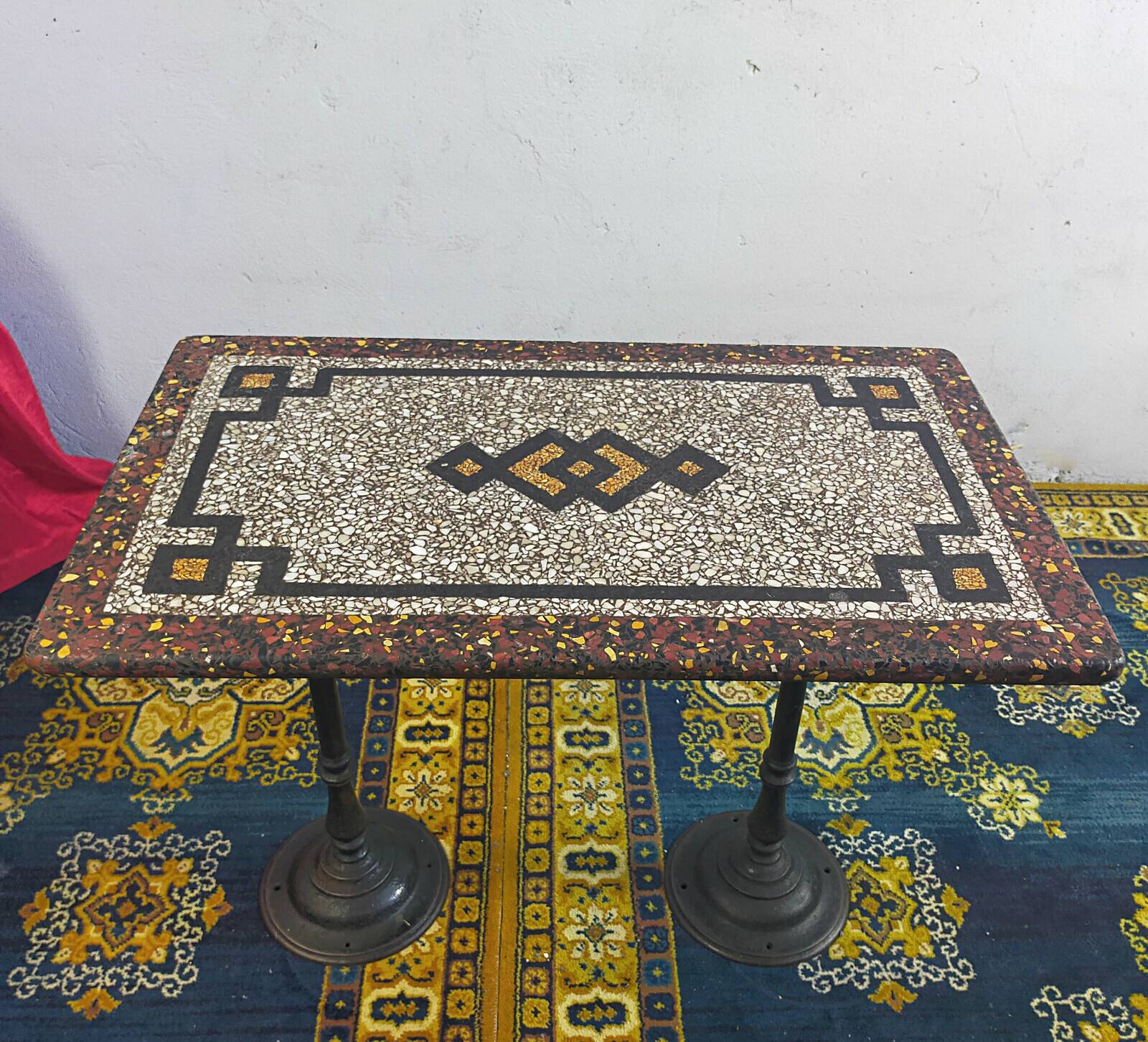 Table bistrot fonte et Terrazzo début 20ème