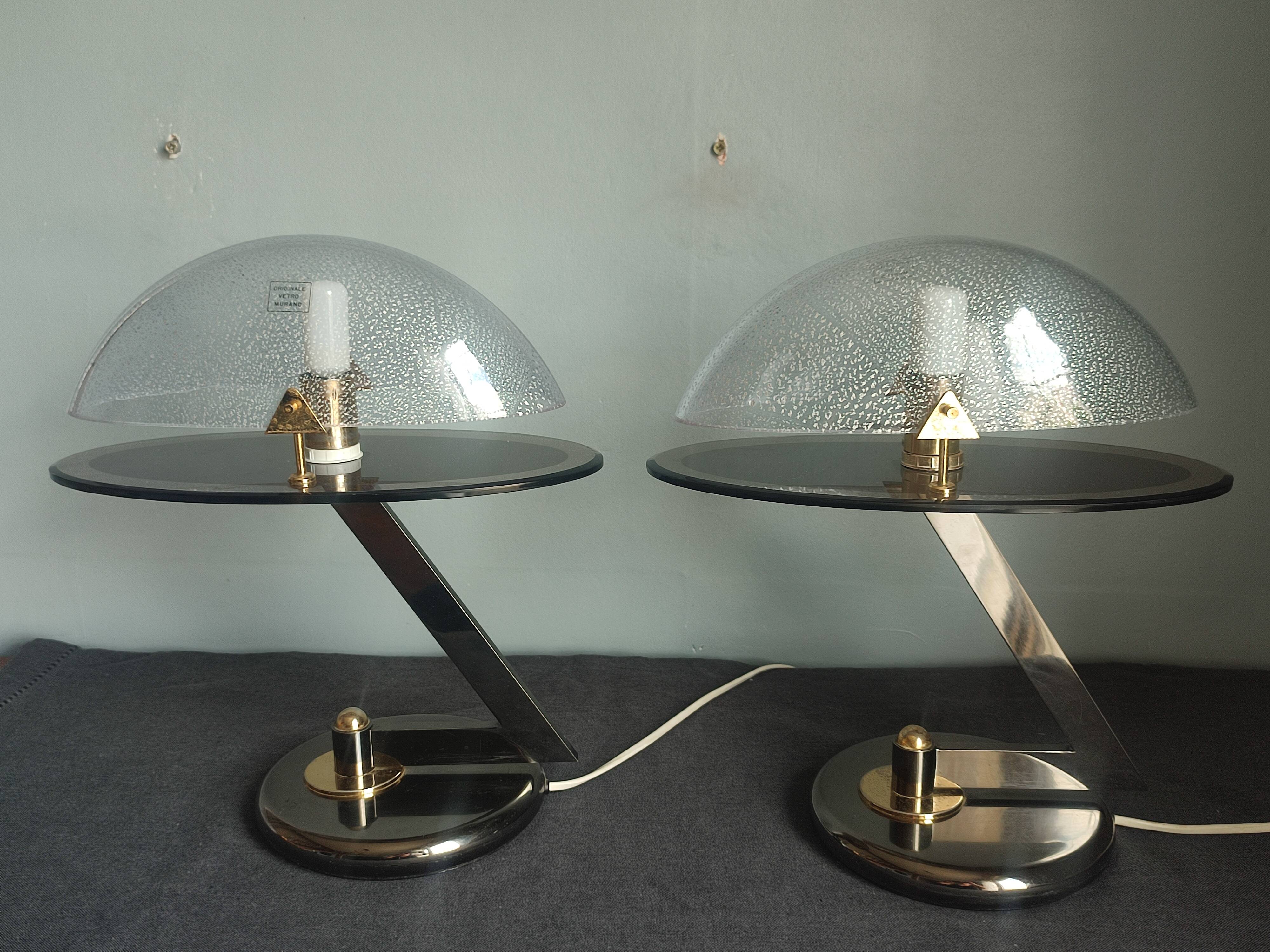 Lampes de table en verre Murano vintage
