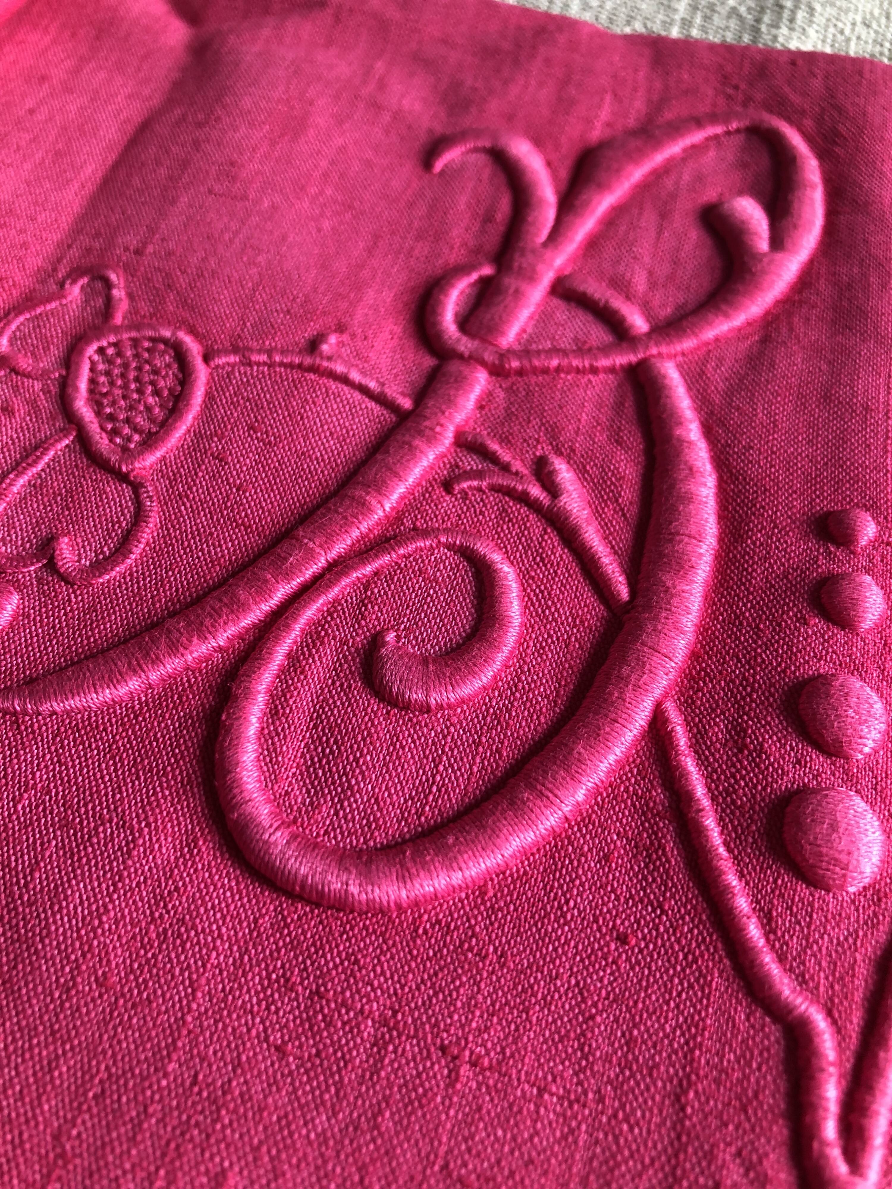 Antique Linen and Cotton Sheet Dyed in Fuchsia