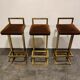 Belgochrom brass bar stools, set of 3, 1970s