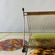 Porte-disques vintage en métal doré - pour 50 vinyles