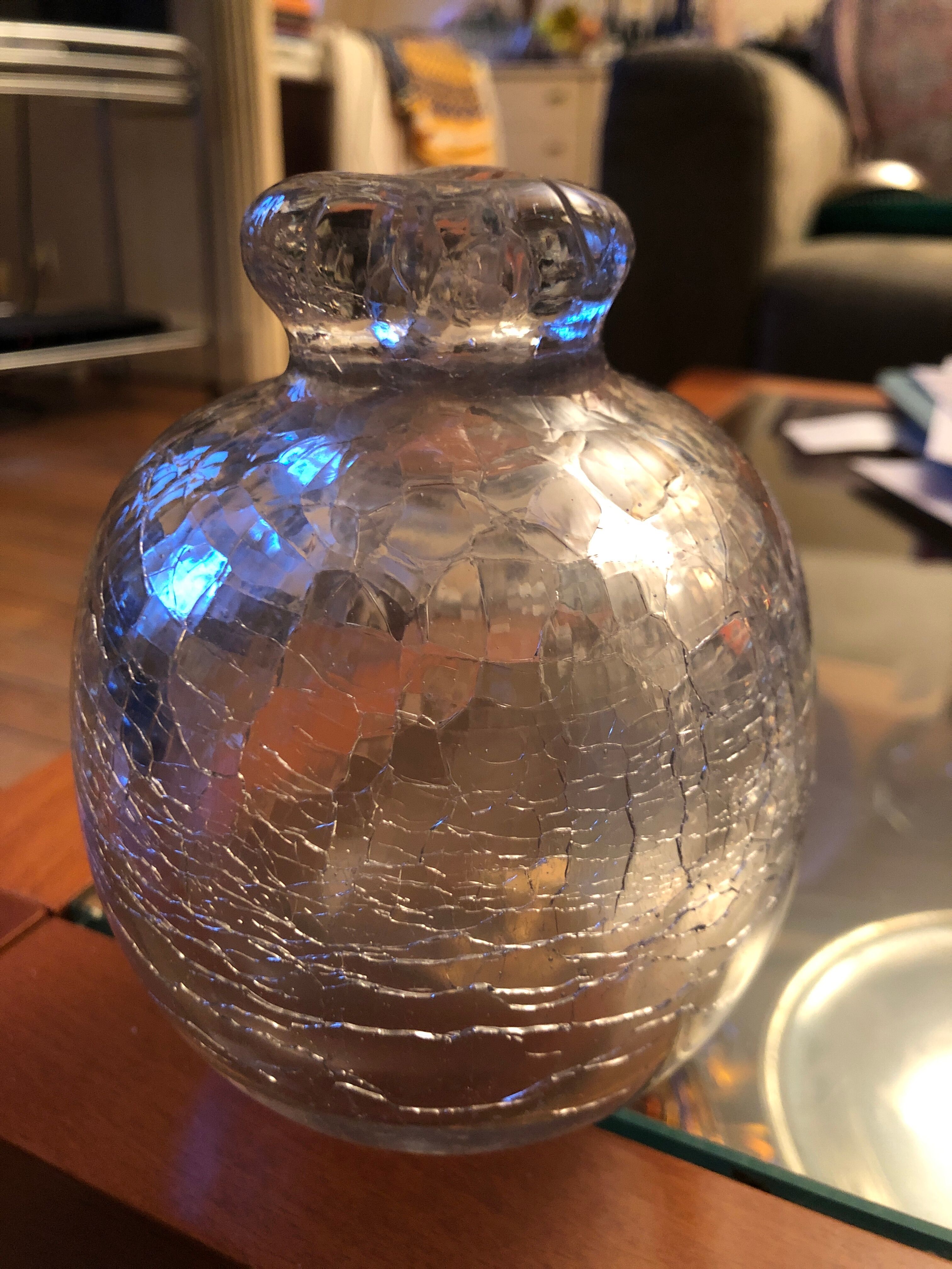 Cracked glass ball vase