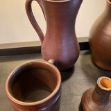Series of 5 vintage brown ceramic vases