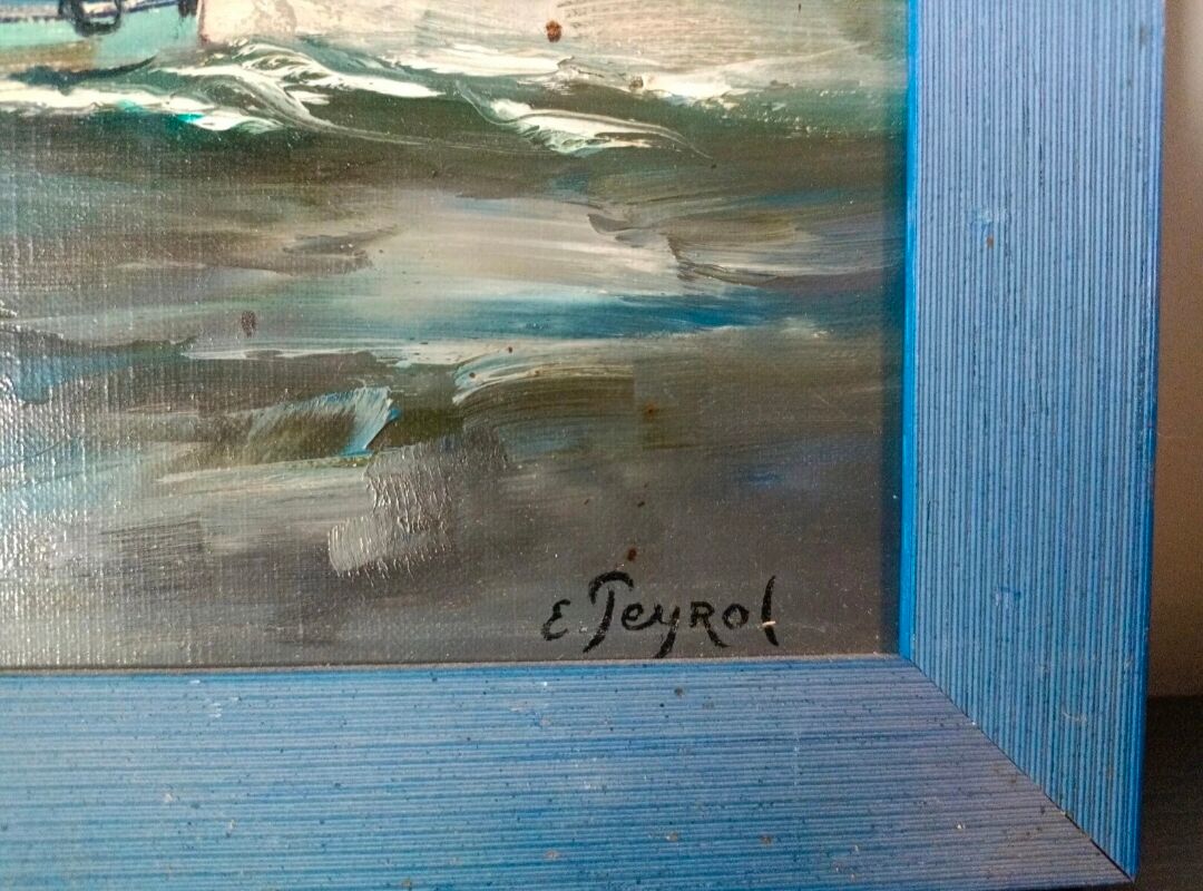 Éric Peyrol oil on canvas The Trawler in Honfleur