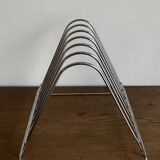 Chrome space age record magazine rack, 1970s