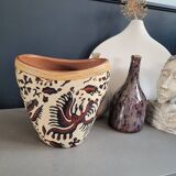 Terracotta and patterned canvas planter