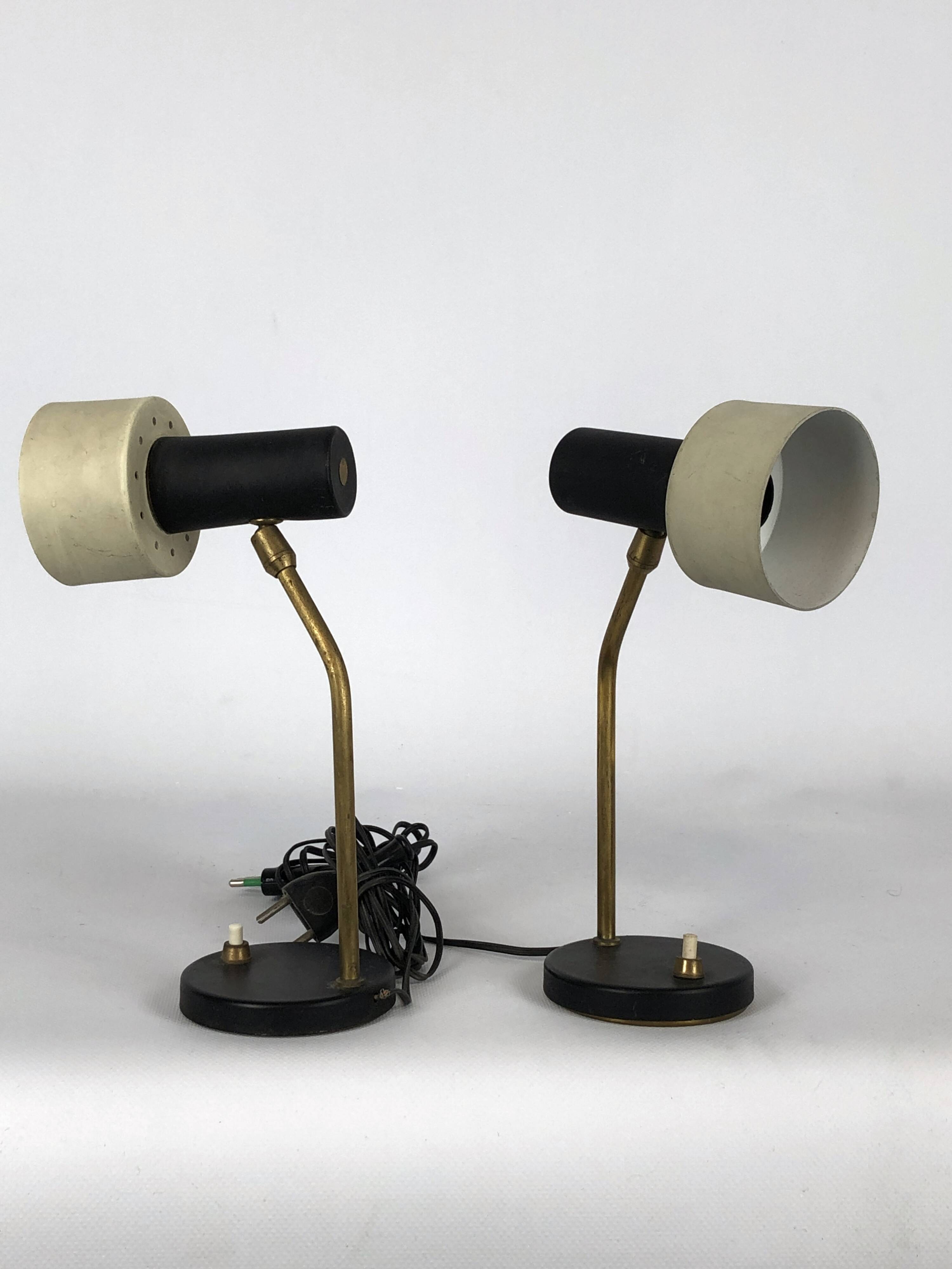 Mid-century Italian adjustable cone table lamps
