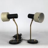 Mid-century Italian adjustable cone table lamps