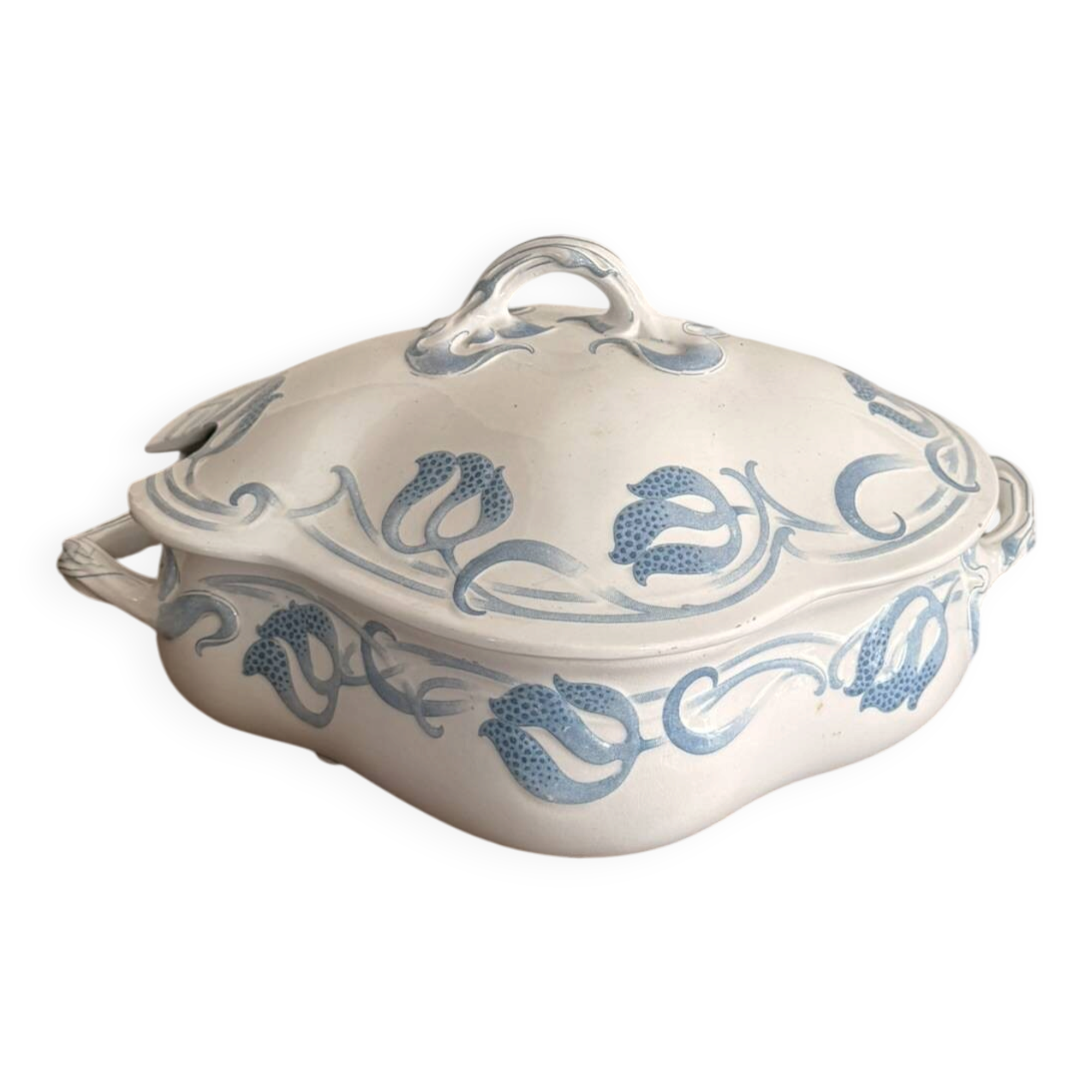 Antique Tircis Soup Tureen Sarreguemines Utzschneider & Cie Art Nouveau Earthenware