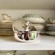 Silver-plated metal tureen, vegetable dish with ears and lid
