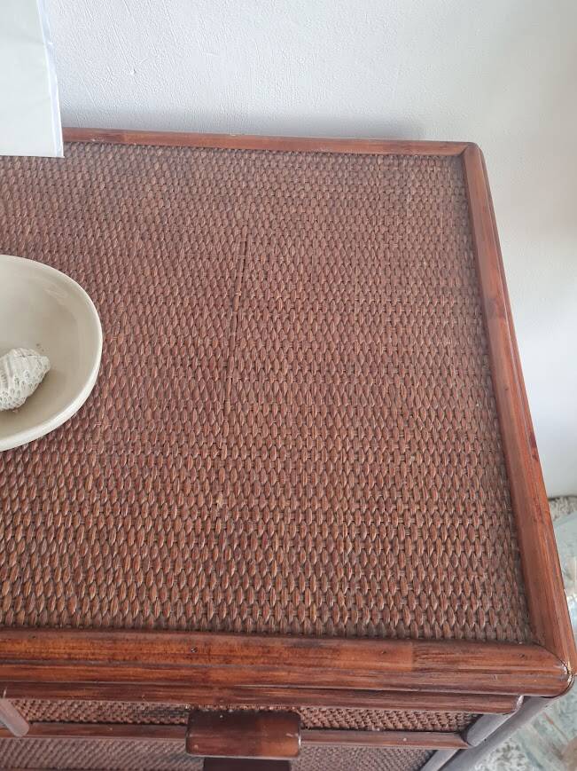 Vintage rattan chest of drawers circa 1960s