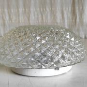 Ceiling light or wall light in moulded glass with diamond point - mid 20th century