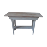 Console, vintage base and belt patinated pearl gray, bleached wood top.