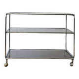 Small rolling trolley in chromed metal
