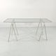Glass and metal trestle desk by Rodney Kinsman for Bieffeplast, 80
