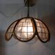 Lamp in mother-of-pearl brass and rattan