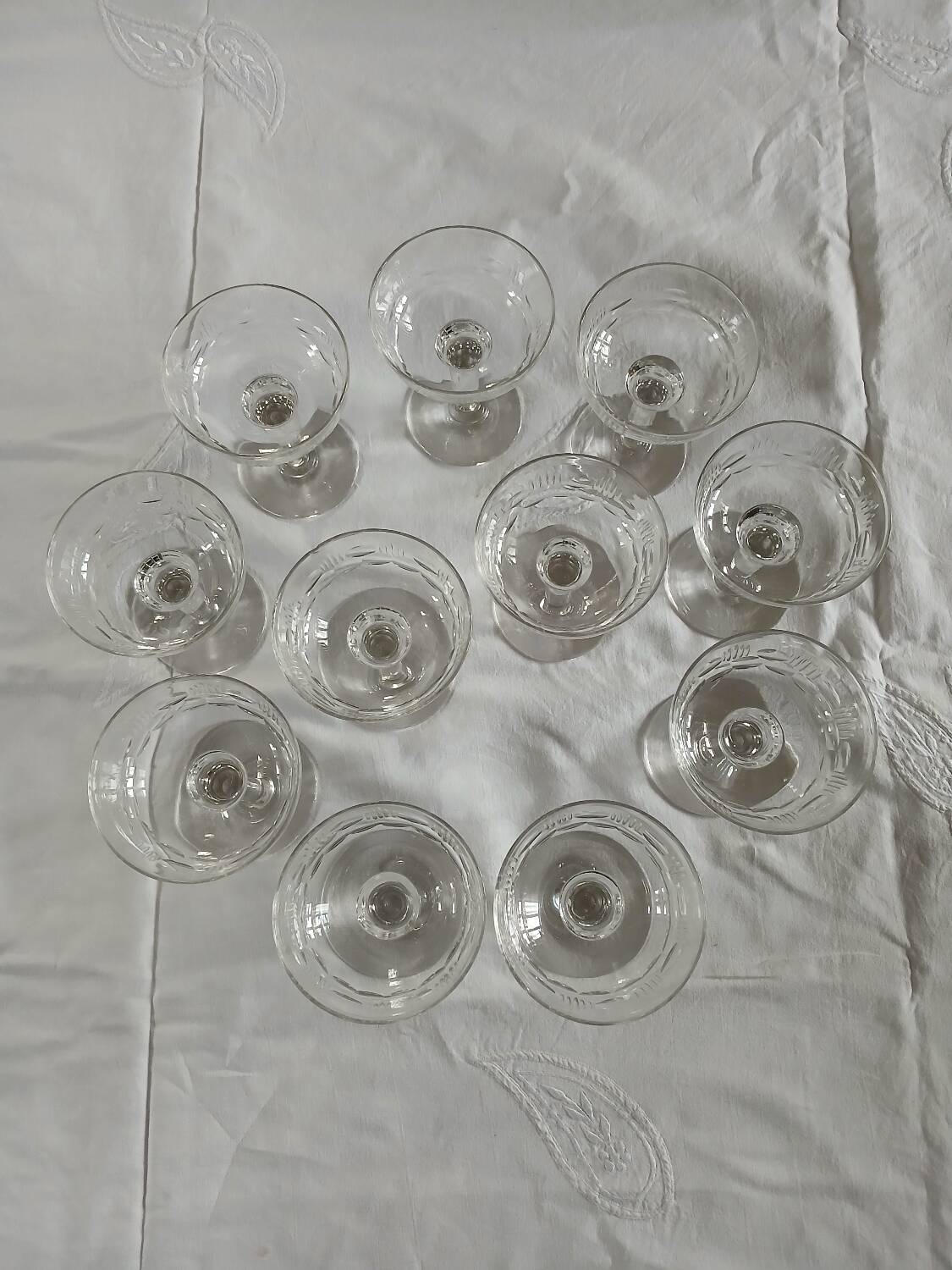 11 antique champagne glasses