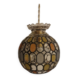 Vintage globe pendant light with stained glass effect