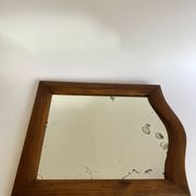 Miroir glace ancienne, bois chapeau de gendarme