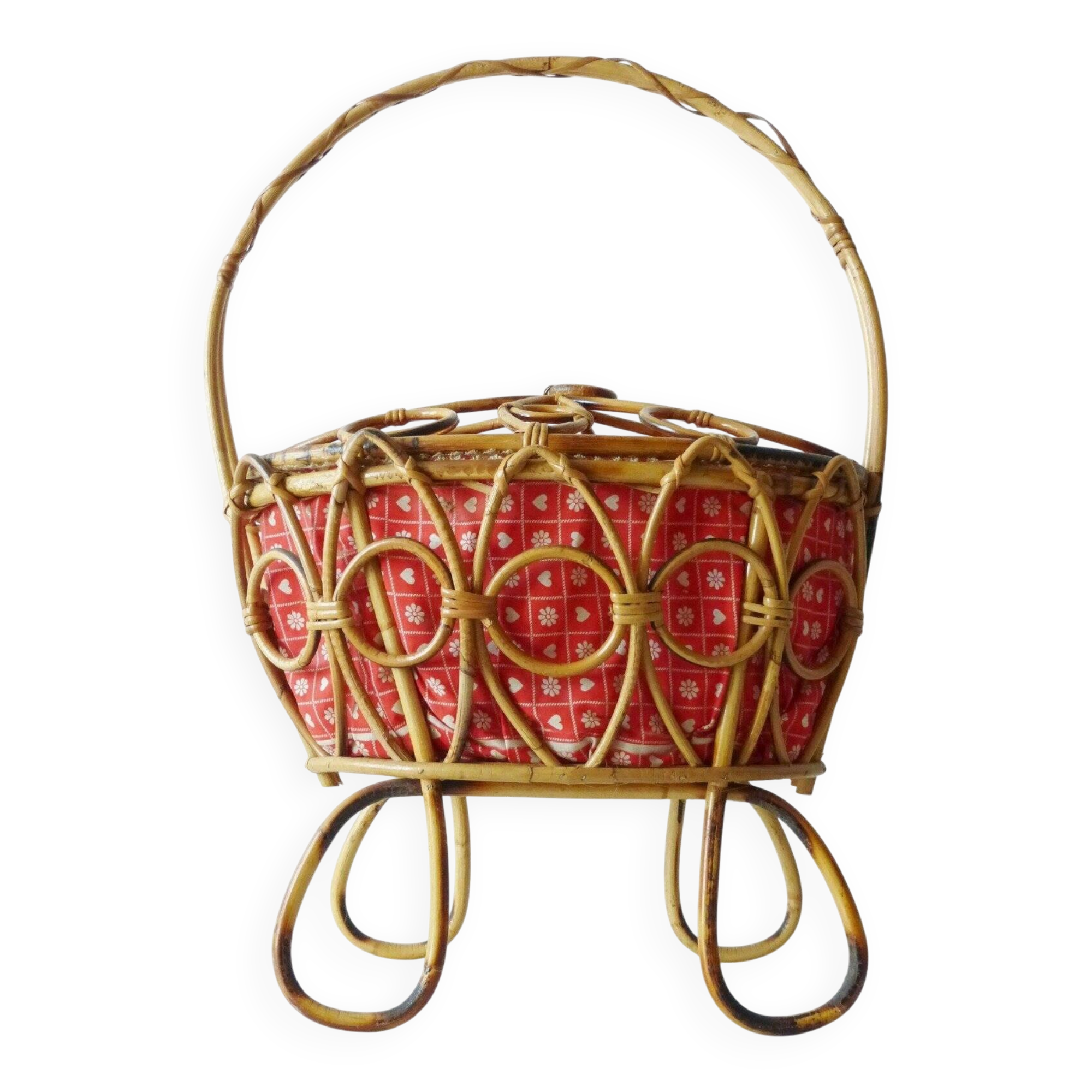 Adorable Italian worker vintage bamboo rattan 1950s