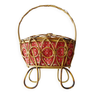 Adorable Italian worker vintage bamboo rattan 1950s