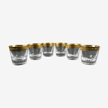 6 old fashion whiskey glasses in Saint Louis crystal thistle model