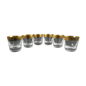 6 old fashion whiskey glasses in Saint Louis crystal thistle model