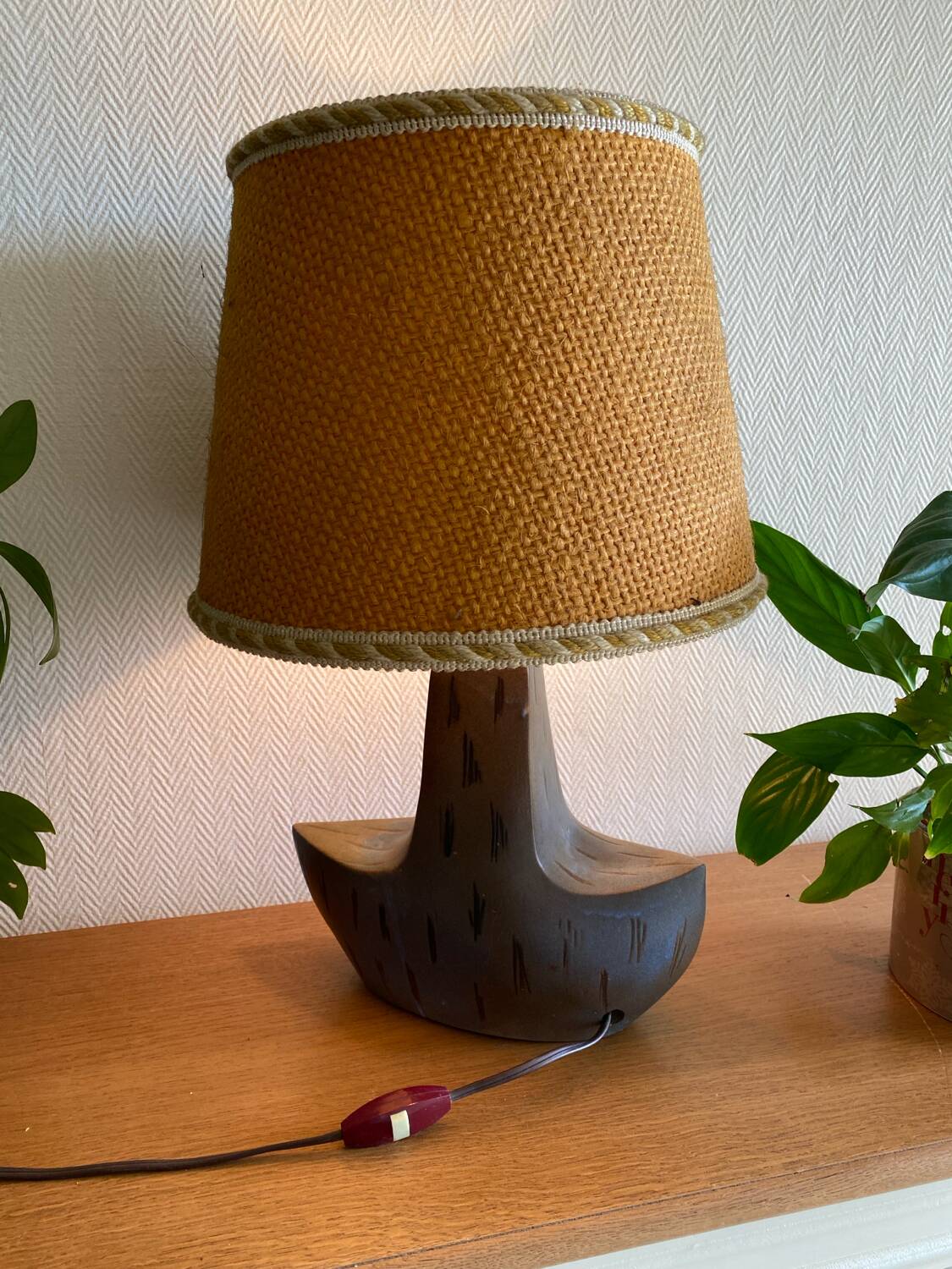 Vintage handcrafted stoneware lamp