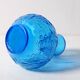 Vintage Small Blue Pressed Glass Vase with Flowers Pattern / Italy / 1960