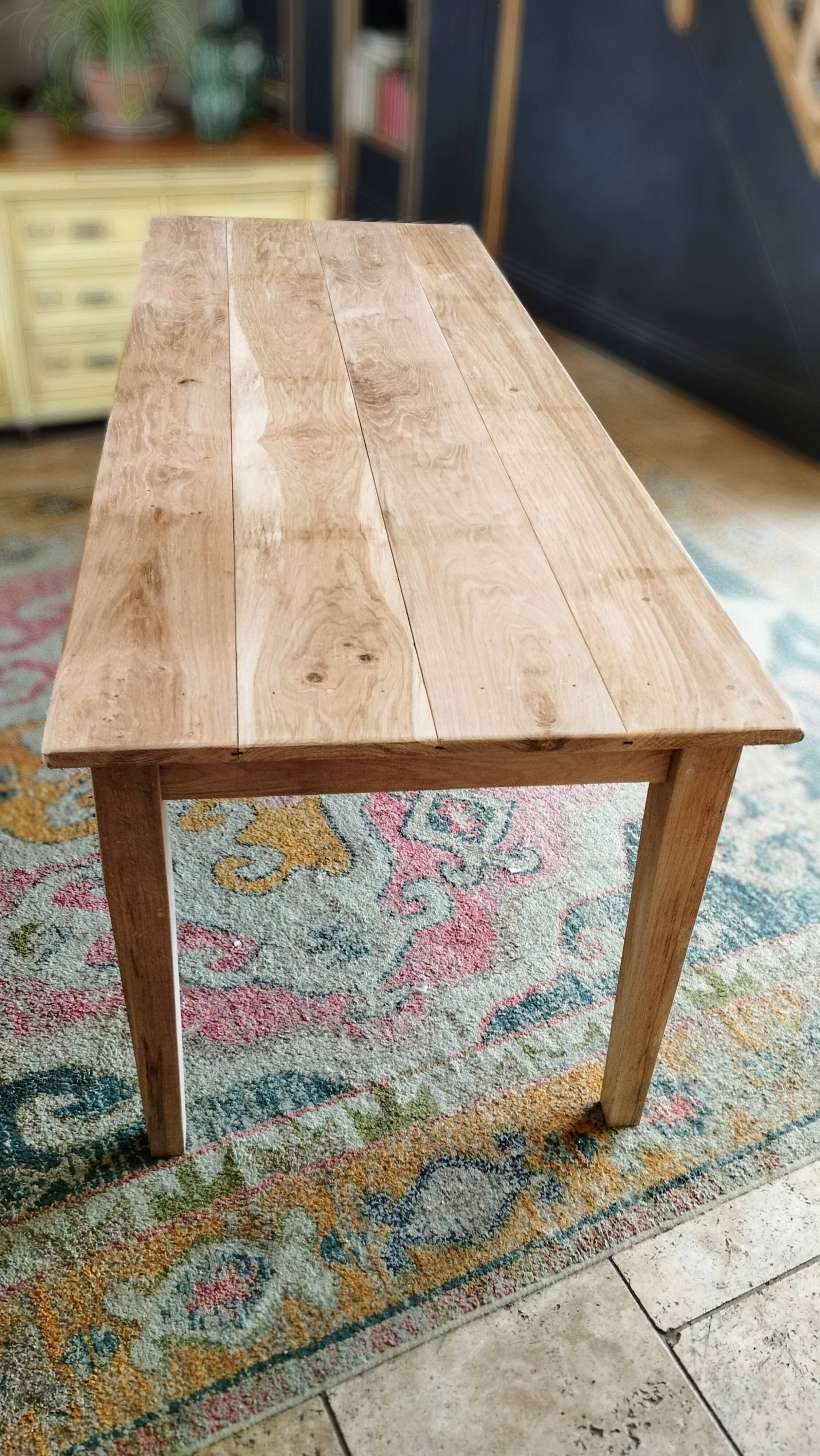 Solid oak farmhouse table 220 X 80 cm