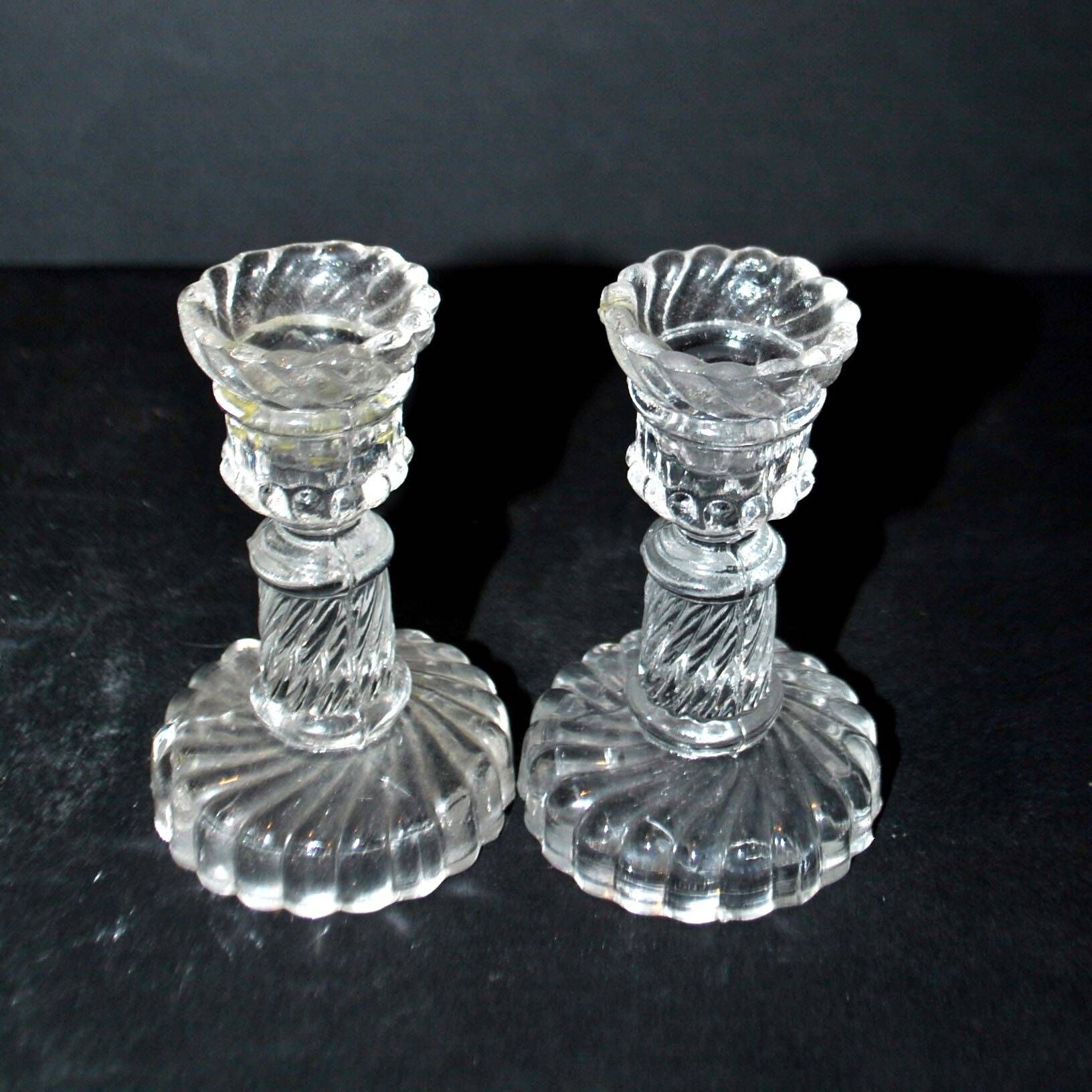 Portieux set of 2 toy molded glass candle holders - bamboo torso torches
