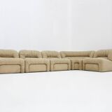 Canapé modulaire incurvé italien vintage des années 1970, ensemble de 5