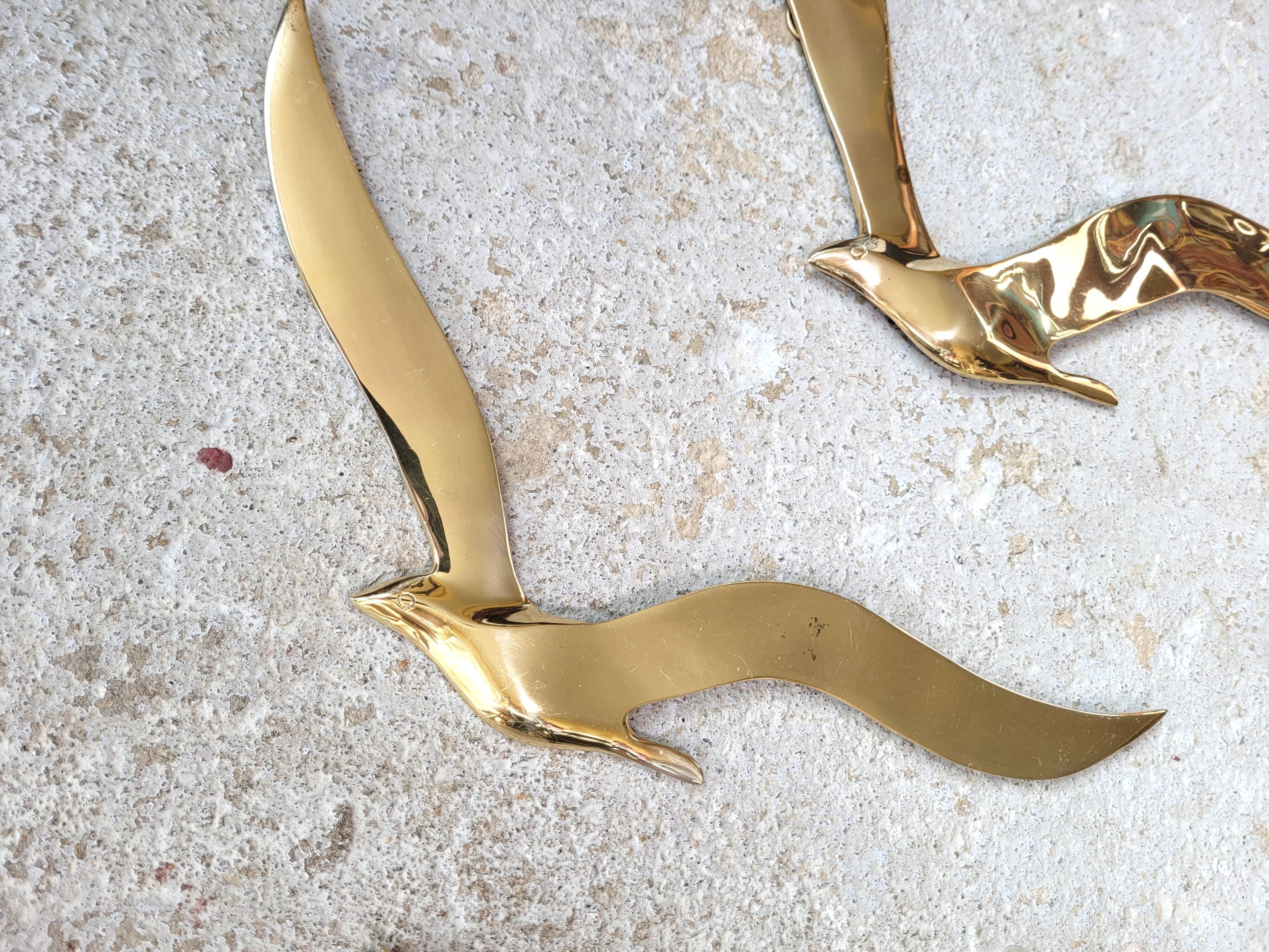Envolée de 3 mouettes ou hirondelles laiton