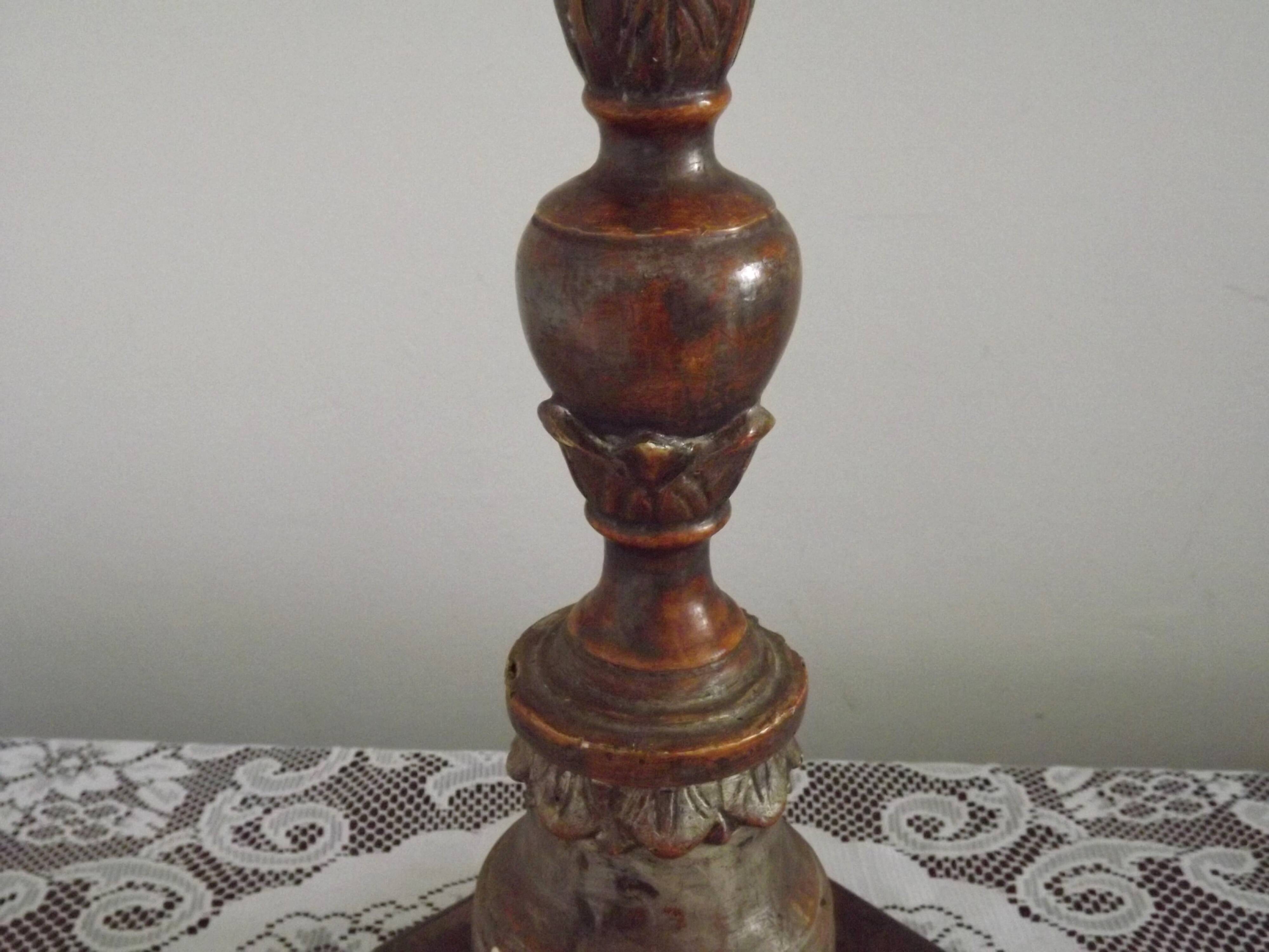Antique 18th Century Church Altar Candlestick Converted to Table Lamp