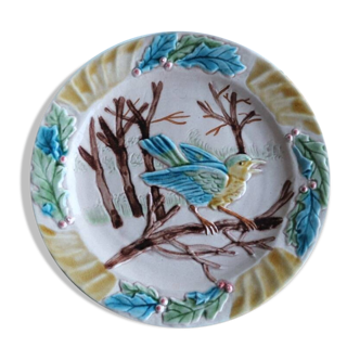 Assiette en barbotine oiseau