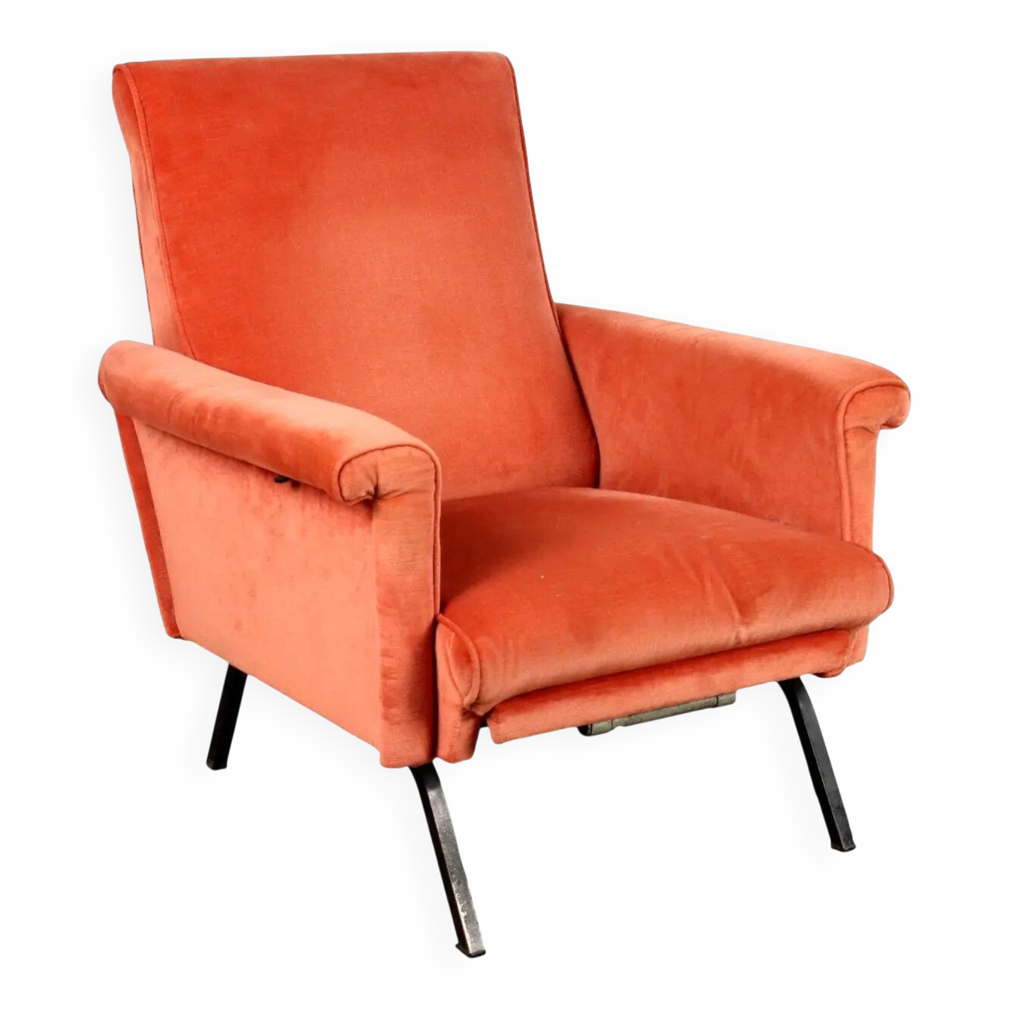 Vintage armchair from the 1960s-70s in metal and velvet, Italy.